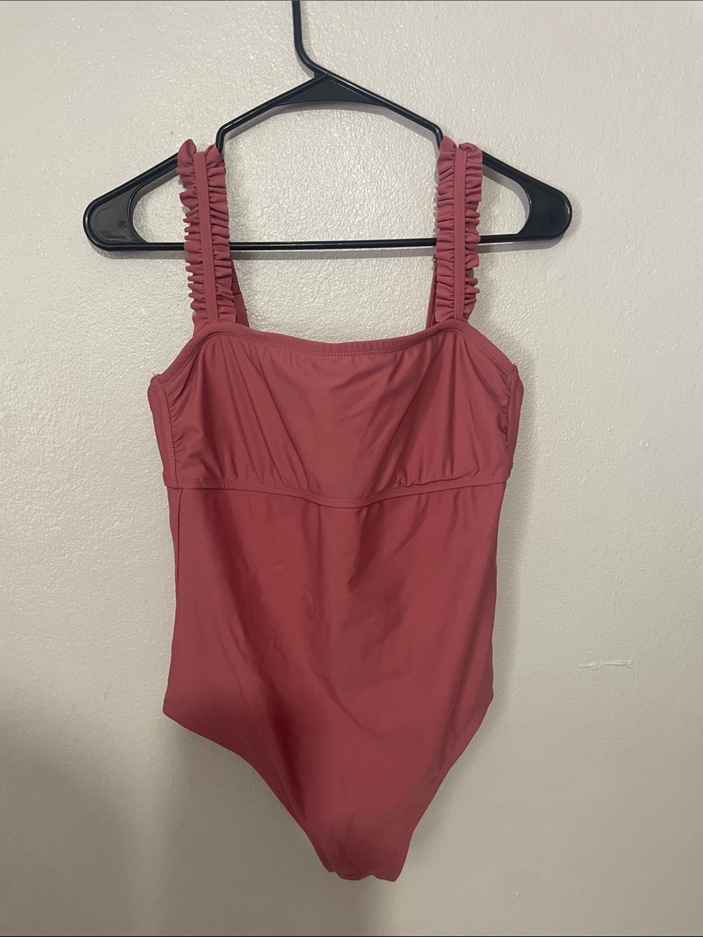 Kona Sol Ruffled Strap One-Piece Bodysuit - Dusty Rose